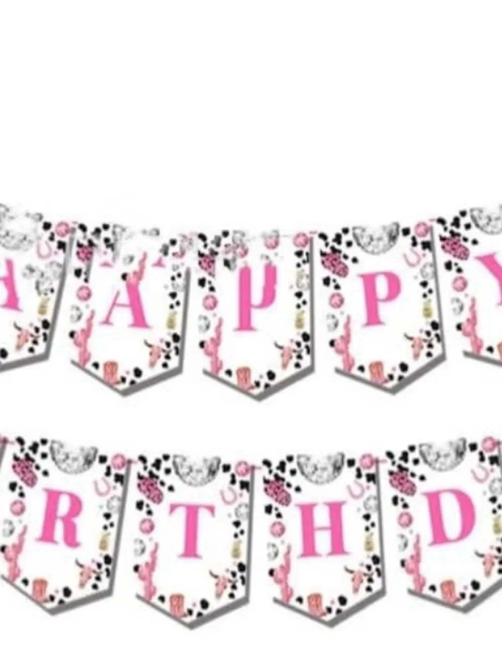 Pink World Cowboy Themed Party Banner